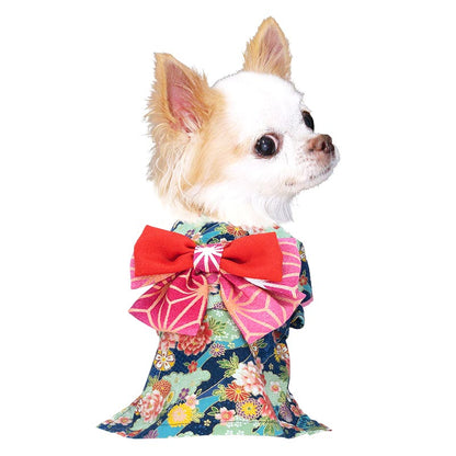 【犬服 犬 服 犬の服 秋服 冬服用 着物】艶やか晴れ着 美聡《名入れ可能》《コサージュ別売》【お正月 初詣 年賀状 七五三 和装 前開き 桜 菊 牡丹 ドッグ ペット ウェア トイプードル チワワ タムベディ】[GI]