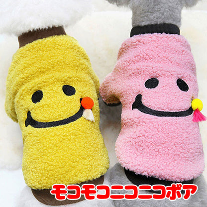 【犬服 犬 服 犬の服 秋服 冬服用】モコモコニコニコボア【ドッグウェア スマイル にこちゃん モチーフ ドッグ ペット ダックス トイプードル チワワ タムベディかわいいテリア】[CN][GI]