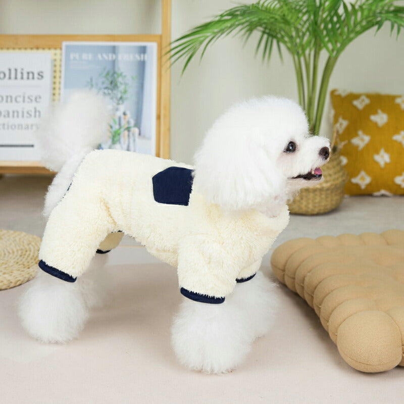 【犬服 犬 服 犬の服 秋服 冬服用】胸ポケットボアつなぎ 【フワフワ モコモコ ロンパース あったか 防寒 寒さ対策ドッグ ペット ウェア ダックス トイプードル チワワ タムベディ かわいい ポメラニアン】[CN]