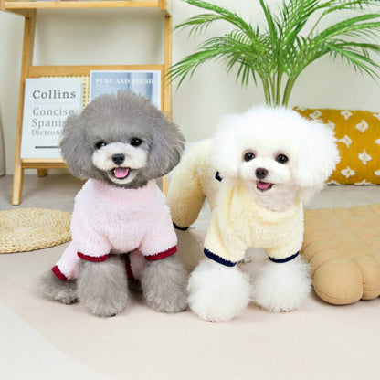 【犬服 犬 服 犬の服 秋服 冬服用】胸ポケットボアつなぎ 【フワフワ モコモコ ロンパース あったか 防寒 寒さ対策ドッグ ペット ウェア ダックス トイプードル チワワ タムベディ かわいい ポメラニアン】[CN]