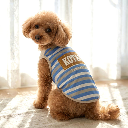 【犬服 犬 服 犬の服 夏服用 名入れ】ひんやり 接触冷感素材 クール 愛犬のお名前入り マイデイリーラテボーダーシャツ【ドッグウェア トイプードル チワワ キュート マルチーズ 暑さ対策 熱中症対策 タムベディ】(S/B/N/H/)