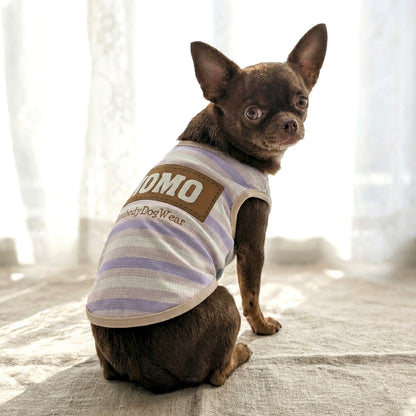 【犬服 犬 服 犬の服 夏服用 名入れ】ひんやり 接触冷感素材 クール 愛犬のお名前入り マイデイリーラテボーダーシャツ【ドッグウェア トイプードル チワワ キュート マルチーズ 暑さ対策 熱中症対策 タムベディ】(S/B/N/H/)