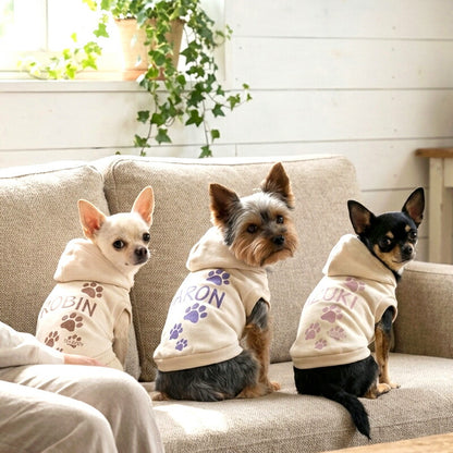 【犬服  犬の服 春秋服 冬服用】愛犬のお名前入り マイステップフーディ【パーカー 日本製 肉球 オリジナル ドッグ ペット ウェア ダックス トイプードル チワワ タムベディ 愛らしい パグ】(S/3/RI/H/)