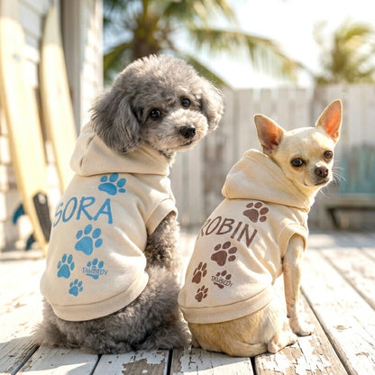 【犬服  犬の服 春秋服 冬服用】愛犬のお名前入り マイステップフーディ【パーカー 日本製 肉球 オリジナル ドッグ ペット ウェア ダックス トイプードル チワワ タムベディ 愛らしい パグ】(S/3/RI/H/)