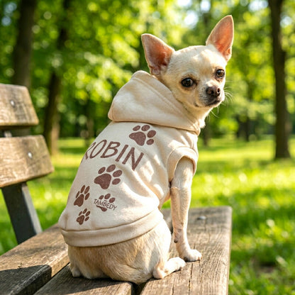 【犬服  犬の服 春秋服 冬服用】愛犬のお名前入り マイステップフーディ【パーカー 日本製 肉球 オリジナル ドッグ ペット ウェア ダックス トイプードル チワワ タムベディ 愛らしい パグ】(S/3/RI/H/)