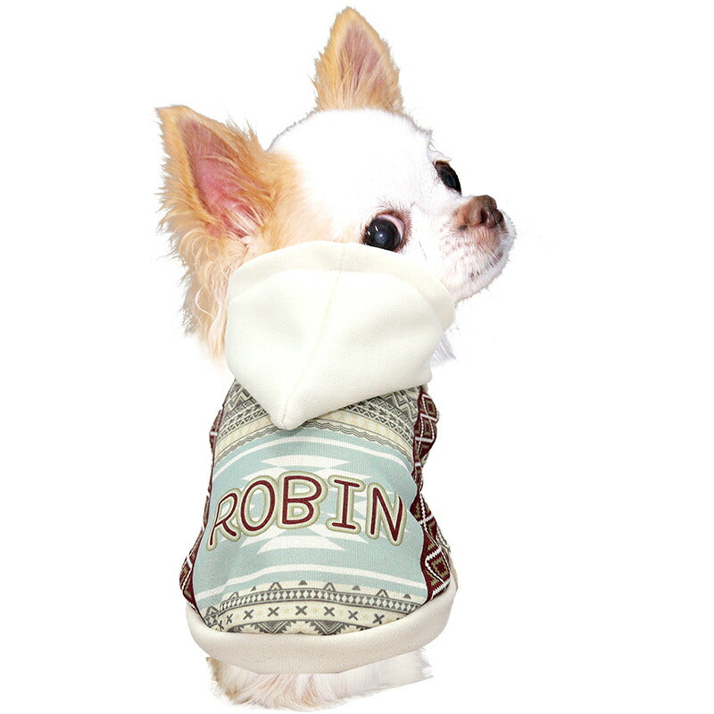 【犬服 犬 服 犬の服 秋服 冬服用】愛犬のお名前入り ネイティブパーカー【オルテガ とんがり帽子 ナチュラル 日本製ドッグ ペット ウェア ダックス トイプードル チワワ タムベディ爽やか マルチーズ】(S/F/RI/H/)