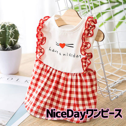 【犬 夏服 犬の服 春服用】ナイスデーワンピース【ドッグウェア ペット リボン フリル アウトレット ダックス トイプードル チワワ タムベディ かわいい パピヨン】[CN][GI]