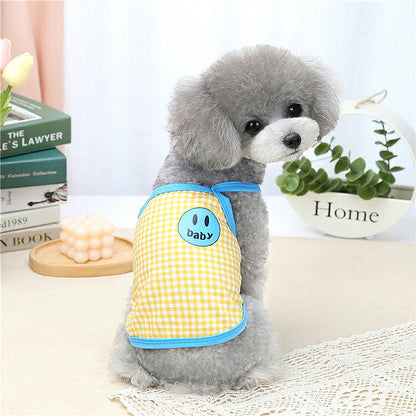 【犬 夏服 犬の服 春服用】《名入れ可能》ニコニコベイビーキャミソール【ドッグウェア ペット スマイル チェック アウトレット ダックス トイプードル チワワ 服 タムベディ】[CN][GI]