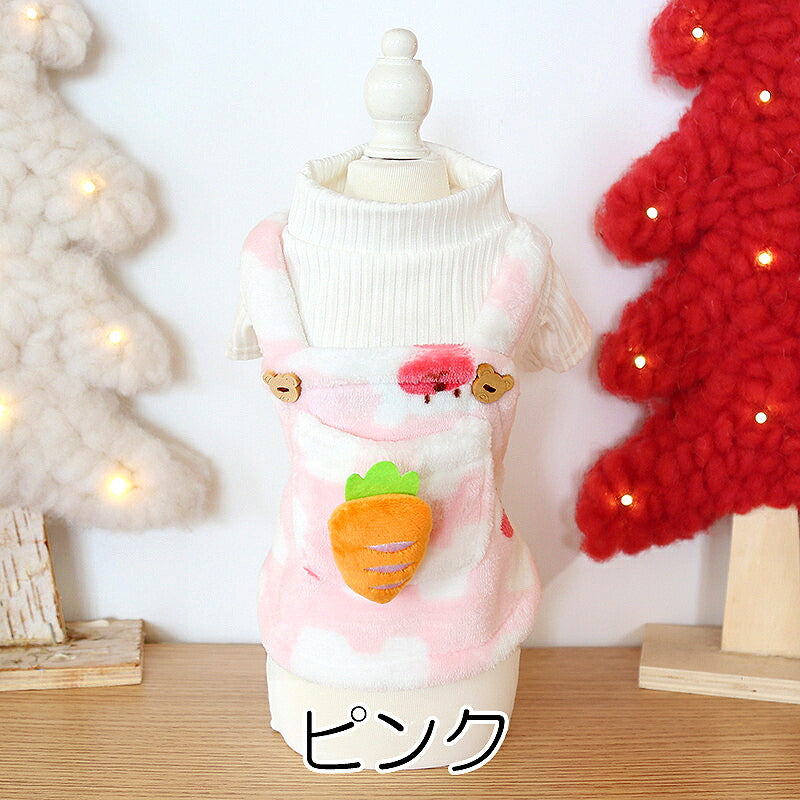【犬服 犬 服 犬の服 秋服 冬服用】にんじんがかわいいレイヤードシャツ【袖あり モチーフ取り外し可 野菜 ドッグ ペット ウェア ダックス トイプードル チワワ タムベディおもしろい ポメラニアン】[CN]