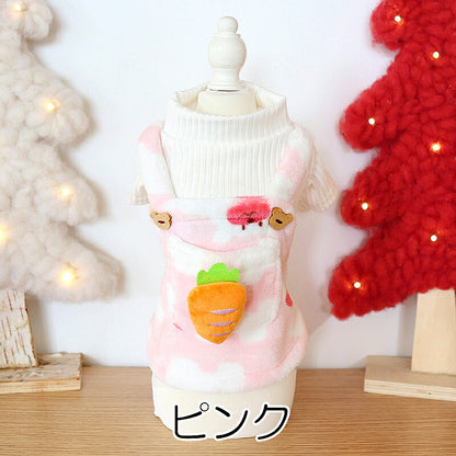 【犬服 犬 服 犬の服 秋服 冬服用】にんじんがかわいいレイヤードシャツ【袖あり モチーフ取り外し可 野菜 ドッグ ペット ウェア ダックス トイプードル チワワ タムベディおもしろい ポメラニアン】[CN]
