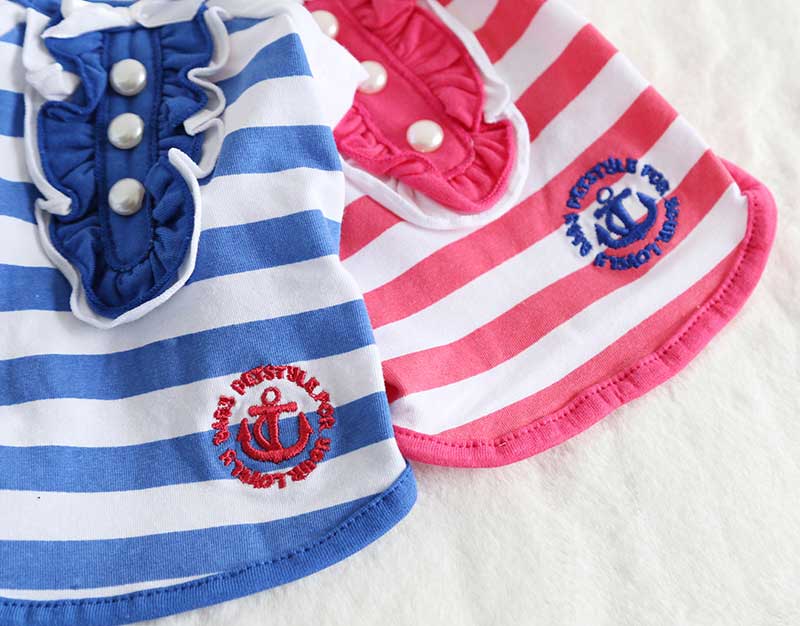 【犬 夏服 犬の服 春服用】オーシャン27ボーダーシャツ【ドッグウェア ペット しましま マリン フリル アウトレット ダックス トイプードル チワワ 服 タムベディ おしゃれ】[CN][GI]