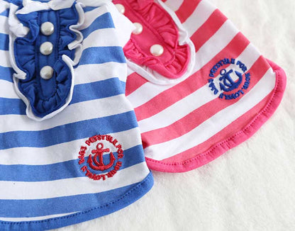 【犬 夏服 犬の服 春服用】オーシャン27ボーダーシャツ【ドッグウェア ペット しましま マリン フリル アウトレット ダックス トイプードル チワワ 服 タムベディ おしゃれ】[CN][GI]