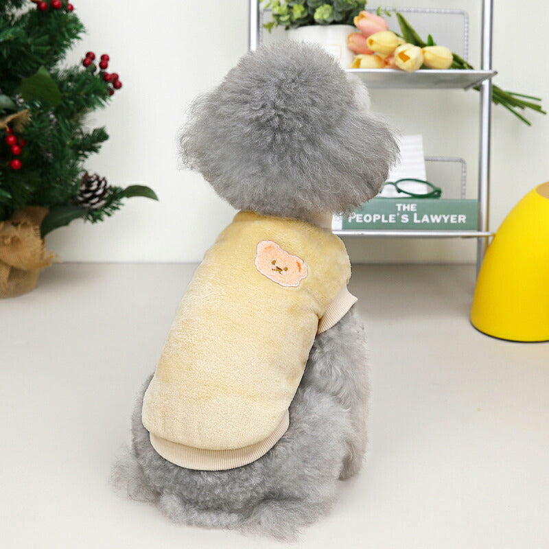 【犬服 犬 服 犬の服 秋服 冬服用】ワンポイントベアボアフリース【くま 気持ちいい 手触り 寒さ対策 ふわふわドッグ ペット ウェア ダックス トイプードル チワワ タムベディかわいいヨークシャー 】[CN]