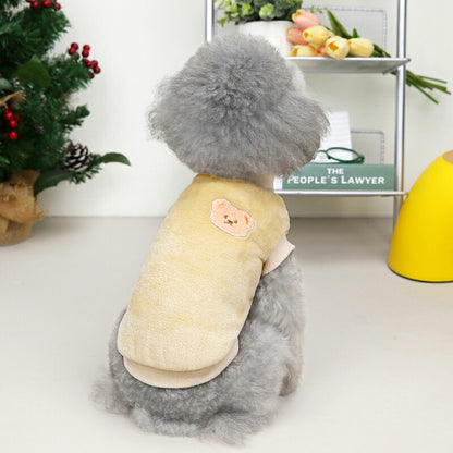 【犬服 犬 服 犬の服 秋服 冬服用】ワンポイントベアボアフリース【くま 気持ちいい 手触り 寒さ対策 ふわふわドッグ ペット ウェア ダックス トイプードル チワワ タムベディかわいいヨークシャー 】[CN]