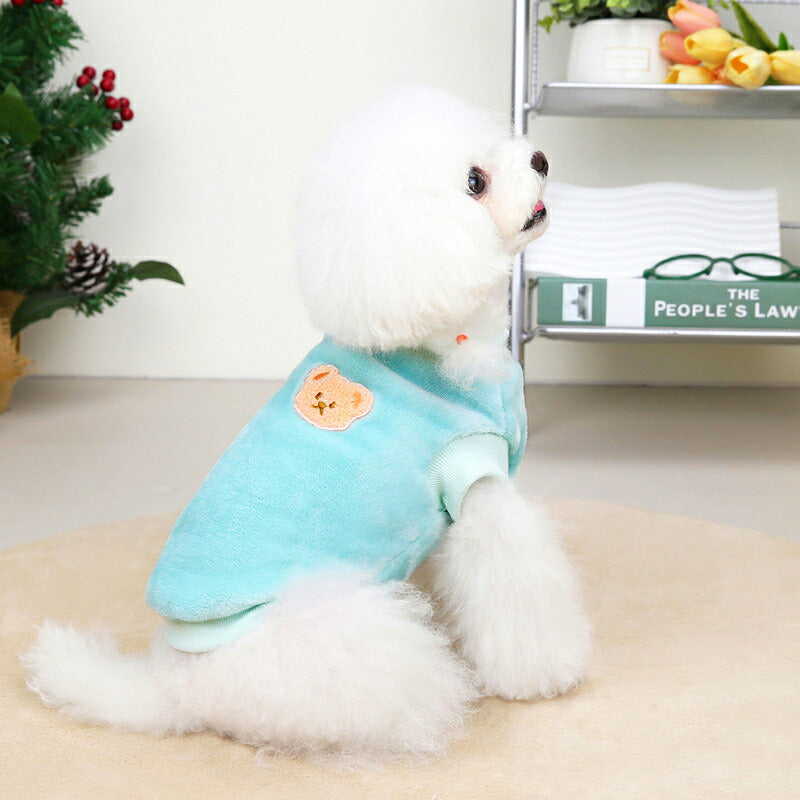 【犬服 犬 服 犬の服 秋服 冬服用】ワンポイントベアボアフリース【くま 気持ちいい 手触り 寒さ対策 ふわふわドッグ ペット ウェア ダックス トイプードル チワワ タムベディかわいいヨークシャー 】[CN]