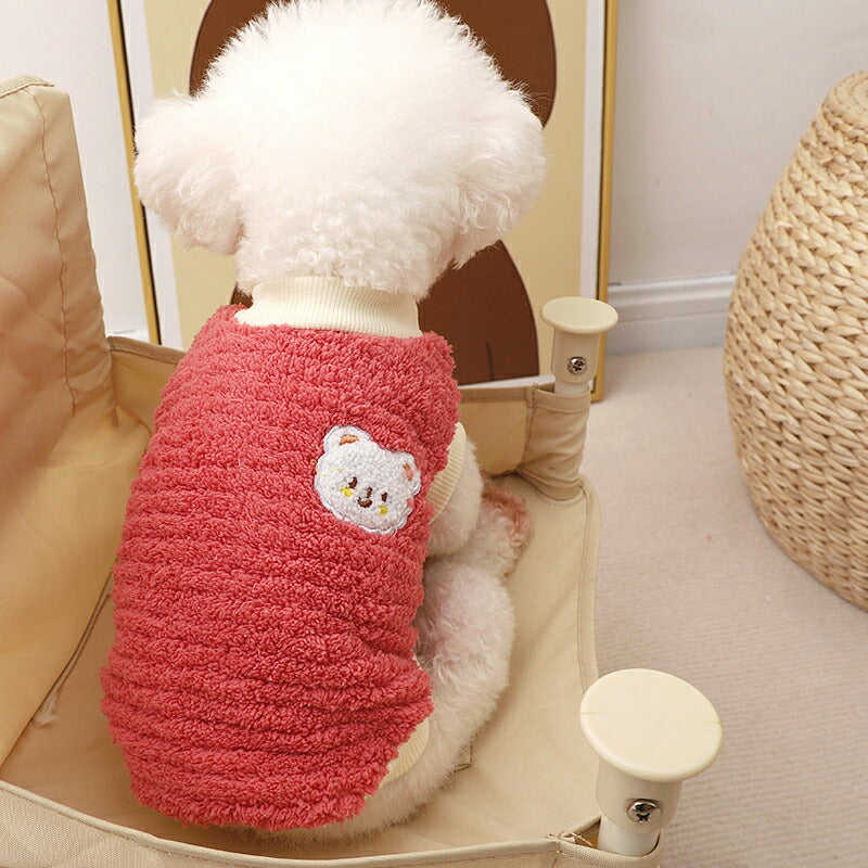【犬服 犬 服 犬の服 秋服 冬服用】ワンポイントホワイトベアボア【フワフワ モコモコ くま 暖かい 防寒 寒さ対策ドッグ ペット ウェア ダックス トイプードル チワワ タムベディ おしゃれ パピヨン】[GI][CN]
