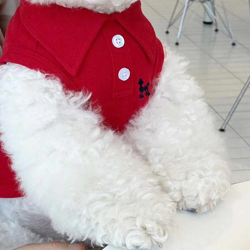 【犬服 犬 服 犬の服 春服 夏服用】ワンポイントポロ【刺繍 ボタン 襟付き ポロシャツドッグ ペット ウェア ダックス トイプードル チワワ タムベディ爽やか シーズー】[CN]