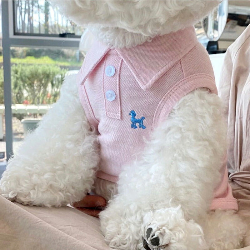 【犬服 犬 服 犬の服 春服 夏服用】ワンポイントポロ【刺繍 ボタン 襟付き ポロシャツドッグ ペット ウェア ダックス トイプードル チワワ タムベディ爽やか シーズー】[CN]