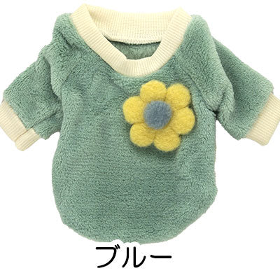【犬服 犬 服 犬の服】大きなお花のふわふわシャツ【ドッグウェア フリース マイヤー ボア ペット アウトレット ダックス トイプードル チワワ 服 タムベディ かわいい パグ】[CN]