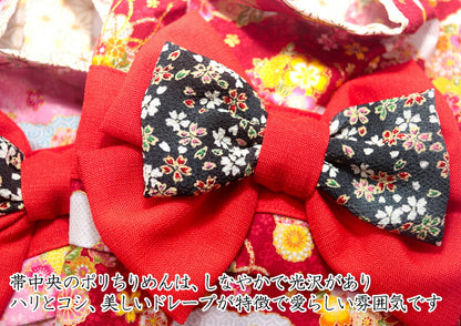 【着物 犬 服 犬の服 秋服 冬服用】艶やか晴れ着 乙葉(おとは)《名入れ可能》《コサージュ別売》【和柄 正月 年賀状 初詣 花柄 日本製ドッグ ペット ウェア ダックス トイプードル チワワ タムベディ パピヨン】