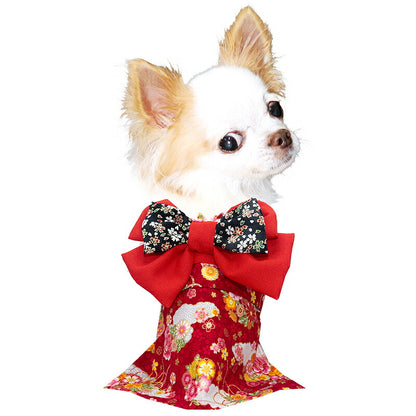 【着物 犬 服 犬の服 秋服 冬服用】艶やか晴れ着 乙葉(おとは)《名入れ可能》《コサージュ別売》【和柄 正月 年賀状 初詣 花柄 日本製ドッグ ペット ウェア ダックス トイプードル チワワ タムベディ パピヨン】