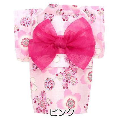 【犬服 犬 服 犬の服　春服 夏服用】乙女さくら浴衣 ゆかた 《名入れ可能》《コサージュ別売》【日本製 桜 夏 祭り 和服 花火大会 インスタ映え 七五三ドッグ ペット ウェア ダックス トイプードル チワワ タムベディ 綺麗  】