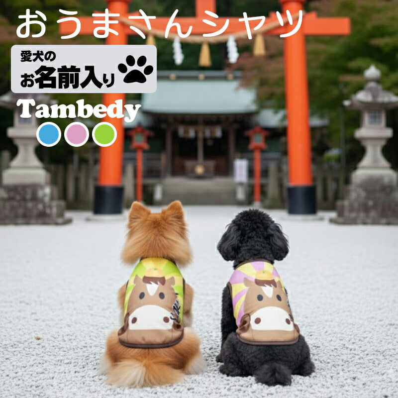【犬服 犬 服 秋冬 犬の服 名入れ】愛犬のお名前入り おうまさんシャツ【干支 日本製 初詣 年賀状 チワワ ダックス トイプードル おもしろ ヨーキー】(S/3/RI/H/)