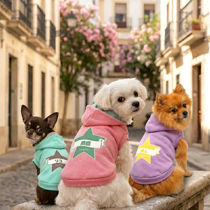 【犬服 犬 服 犬の服 名入れ 秋服 冬服用】愛犬のお名前入り パステルビッグスターパーカー【マジックテープ 着脱簡単 水玉 ドッグ ペット ウェア ダックス トイプードル チワワ タムベディかわいい】(O/F/RI/L/)