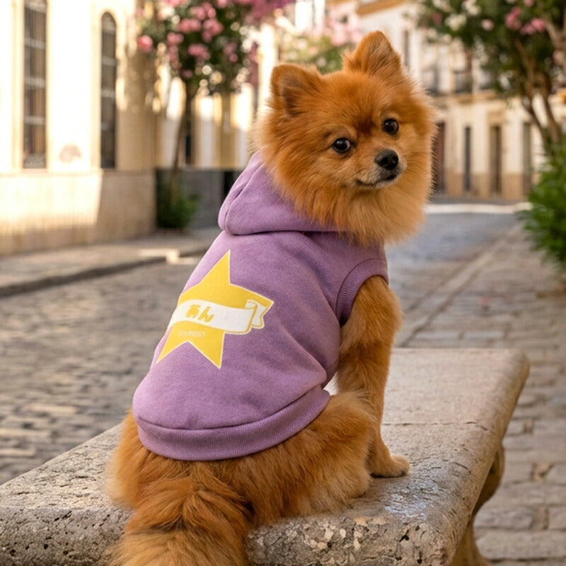 【犬服 犬 服 犬の服 名入れ 秋服 冬服用】愛犬のお名前入り パステルビッグスターパーカー【マジックテープ 着脱簡単 水玉 ドッグ ペット ウェア ダックス トイプードル チワワ タムベディかわいい】(O/F/RI/L/)