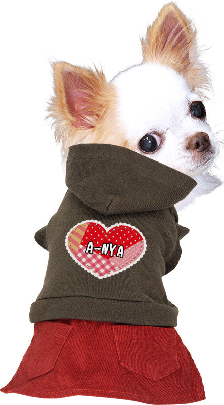 【犬服 犬 服 犬の服 名入れ 秋服 冬服用】愛犬のお名前入り パッチワークワンピース【コーデュロイハートチェックドッグ ペット ウェア ダックス トイプードル チワワ タムベディ ポメラニアン】(L/)