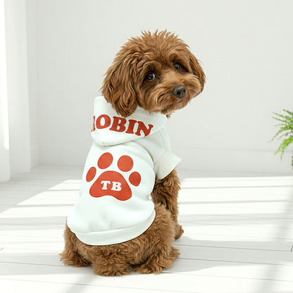【犬服 犬 服 犬の服 名入れ 秋服 冬服用】愛犬のお名前入り パウパッドパーカー【フードネーム 肉球 ドッグ ペット ウェア ダックス トイプードル チワワ タムベディおしゃれ パグ】(O/3/RI/H/)