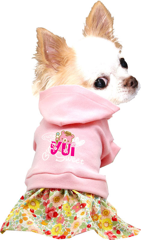【犬服 犬 服 犬の服 名入れ】愛犬のお名前入り ピンクベアワンピース【ドッグウェア ペット 女の子 花柄 くま トイプードル チワワ ダックス かわいい シーズー タムベディ】(L/)