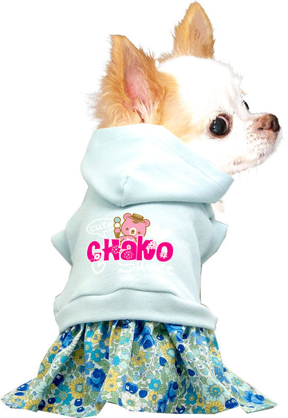 【犬服 犬 服 犬の服 名入れ】愛犬のお名前入り ピンクベアワンピース【ドッグウェア ペット 女の子 花柄 くま トイプードル チワワ ダックス かわいい シーズー タムベディ】(L/)
