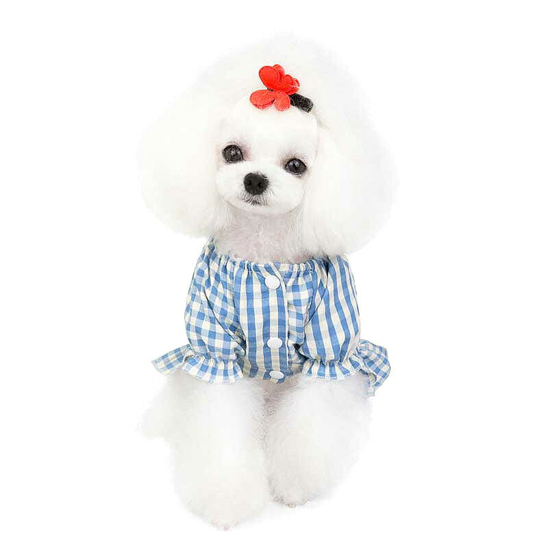 【犬 夏服 犬の服 春服用】ピヨピヨワンピース【ドッグウェア ひよこ 前開き チェック リボン ドッグ ペット アウトレット ダックス トイプードル チワワ タムベディキュート】[CN]