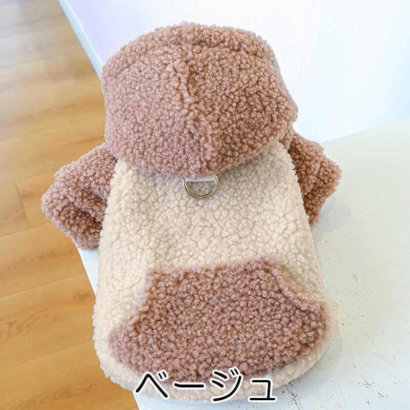 【犬服 犬 服 犬の服 秋服 冬服用】ポケットボアアウター【モコモコ 前開きボタ ン裏起毛 寒さ対策 あったかドッグ ペット ウェア ダックス トイプードル チワワ タムベディ オシャレ マルチーズ】[CN]