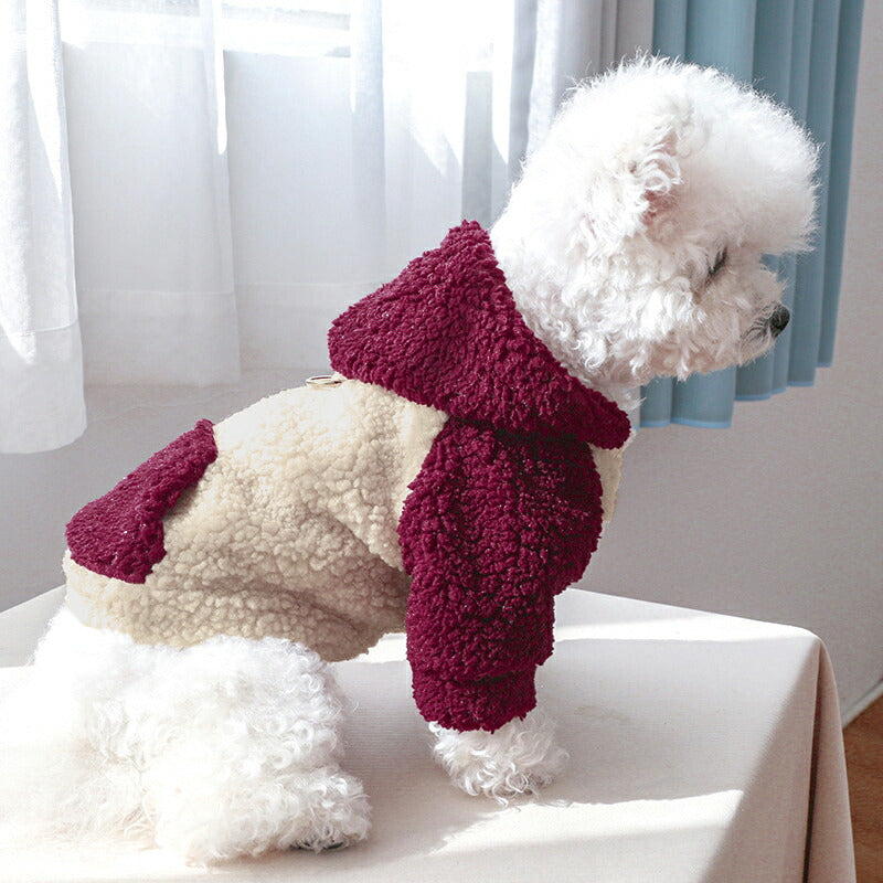 【犬服 犬 服 犬の服 秋服 冬服用】ポケットボアアウター【モコモコ 前開きボタ ン裏起毛 寒さ対策 あったかドッグ ペット ウェア ダックス トイプードル チワワ タムベディ オシャレ マルチーズ】[CN]