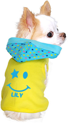 【犬服 犬 服 犬の服 名入れ】愛犬のお名前入り ポップスマイルパーカー【ドッグウェア ペット 星 スター ニコちゃん トイプードル チワワ ダックス キュート パグ タムベディ】(O/F/T/L/)[GI]