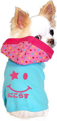 【犬服 犬 服 犬の服 名入れ】愛犬のお名前入り ポップスマイルパーカー【ドッグウェア ペット 星 スター ニコちゃん トイプードル チワワ ダックス キュート パグ タムベディ】(O/F/T/L/)[GI]