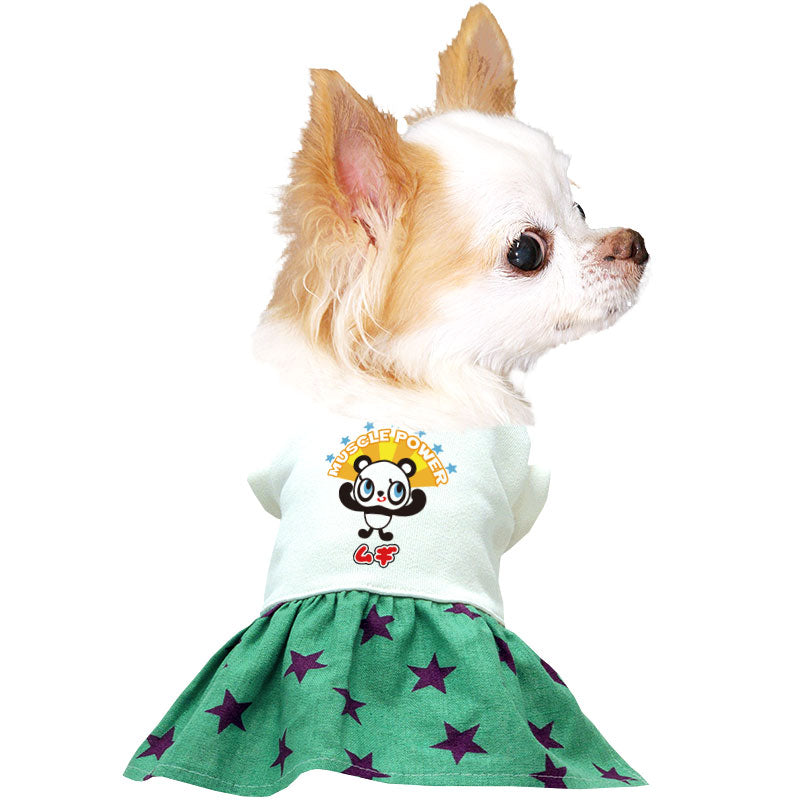 【犬服 犬 服 犬の服 名入れ 春夏 秋服用】愛犬のお名前入り ぱわーぱんだワンピース【パンダスター女の子キャラクタードッグ ペット ウェア ダックス トイプードル チワワ タムベディ】(H/)