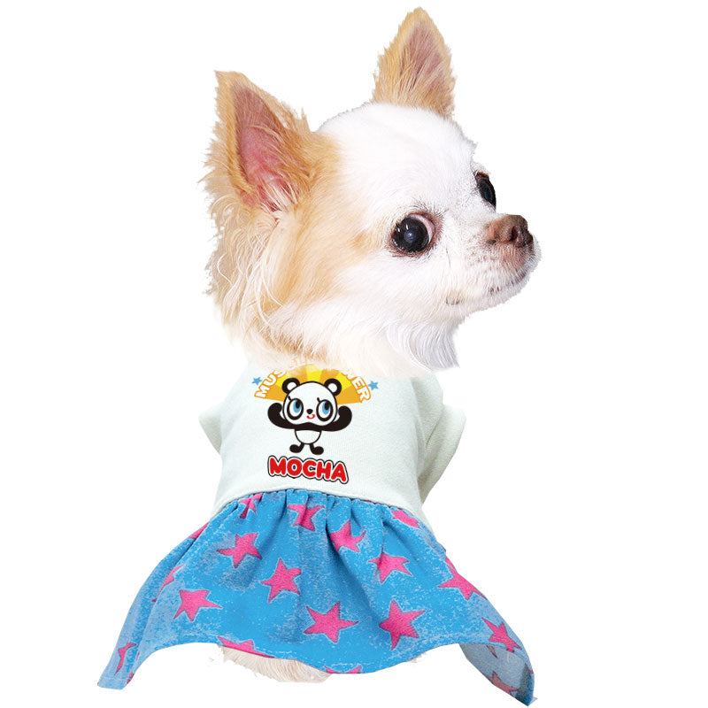 【犬服 犬 服 犬の服 名入れ 春夏 秋服用】愛犬のお名前入り ぱわーぱんだワンピース【パンダスター女の子キャラクタードッグ ペット ウェア ダックス トイプードル チワワ タムベディ】(H/)