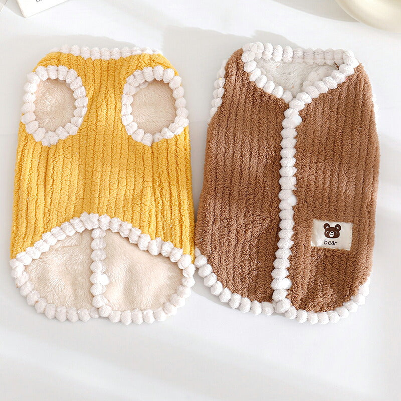 【犬服 犬 服 犬の服 秋服 冬服用】ぷくぷく白玉ファーベア【アウター 背中きボタン ふわふわ 寒さ対策 クマドッグ ペット ウェア ダックス トイプードル チワワ タムベディかわいい ポメライアン】[CN][GI]