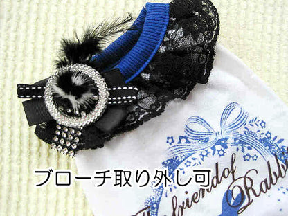 【犬 夏服 犬の服 春服用】ラビットレースワンピース【ドッグウェア ブラックレース モチーフ ブローチ うさぎ ペット ダックス トイプードル チワワ タムベディおしゃれ】[CN][GI]