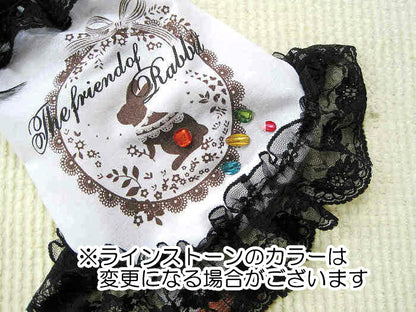 【犬 夏服 犬の服 春服用】ラビットレースワンピース【ドッグウェア ブラックレース モチーフ ブローチ うさぎ ペット ダックス トイプードル チワワ タムベディおしゃれ】[CN][GI]