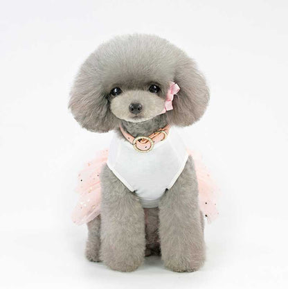 【犬 夏服 犬の服 春服用】ラビットチュールワンピース【ドッグウェア うさぎ 三段 ラメ スター ドッグ ペット アウトレット ダックス トイプードル チワワ タムベディ パピヨン】[CN]