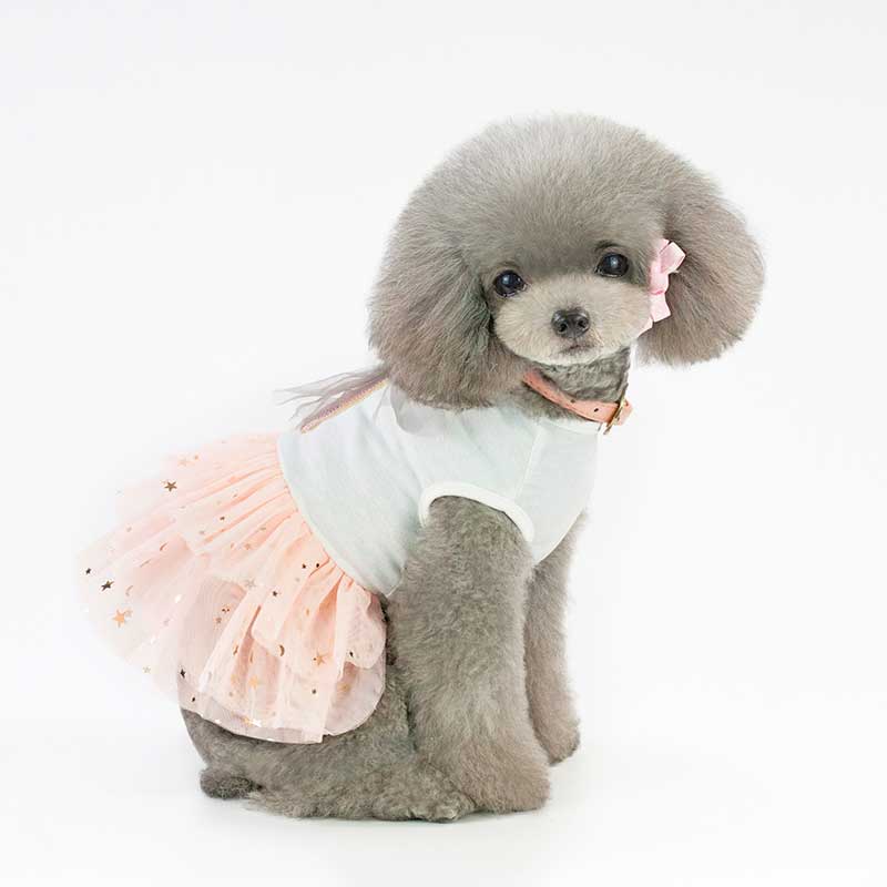 【犬 夏服 犬の服 春服用】ラビットチュールワンピース【ドッグウェア うさぎ 三段 ラメ スター ドッグ ペット アウトレット ダックス トイプードル チワワ タムベディ パピヨン】[CN]