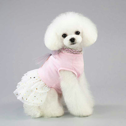 【犬 夏服 犬の服 春服用】ラビットチュールワンピース【ドッグウェア うさぎ 三段 ラメ スター ドッグ ペット アウトレット ダックス トイプードル チワワ タムベディ パピヨン】[CN]