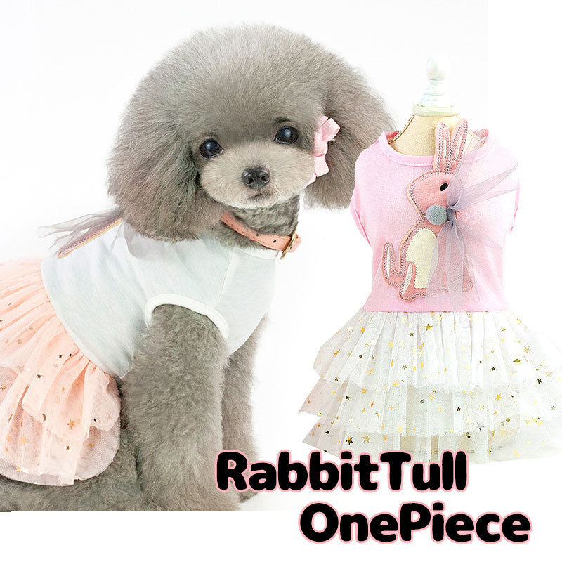【犬 夏服 犬の服 春服用】ラビットチュールワンピース【ドッグウェア うさぎ 三段 ラメ スター ドッグ ペット アウトレット ダックス トイプードル チワワ タムベディ パピヨン】[CN]