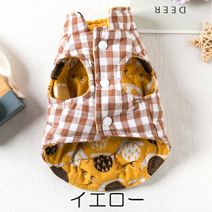【犬服 犬 服 犬の服 秋服 冬服用】リバーシブルコットンアウター【前開きボタン 両面仕立て うさぎ 三角ドッグ ペット ウェア ダックス トイプードル チワワ タムベディ かわいい パピヨン】[CN]