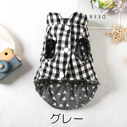 【犬服 犬 服 犬の服 秋服 冬服用】リバーシブルコットンアウター【前開きボタン 両面仕立て うさぎ 三角ドッグ ペット ウェア ダックス トイプードル チワワ タムベディ かわいい パピヨン】[CN]