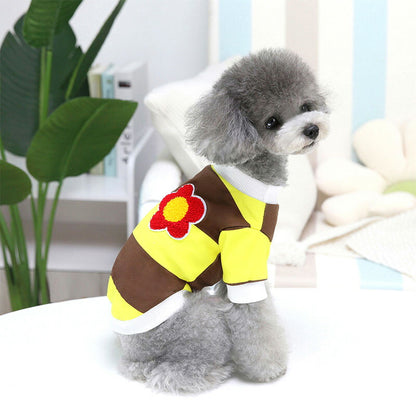 【犬 夏服 犬の服 春服用】レッドフラワーボーダーシャツ【ドッグウェア しましま モコモコ カラフル ペット ダックス トイプードル チワワ タムベディおしゃれ ポメラニアン】[CN]